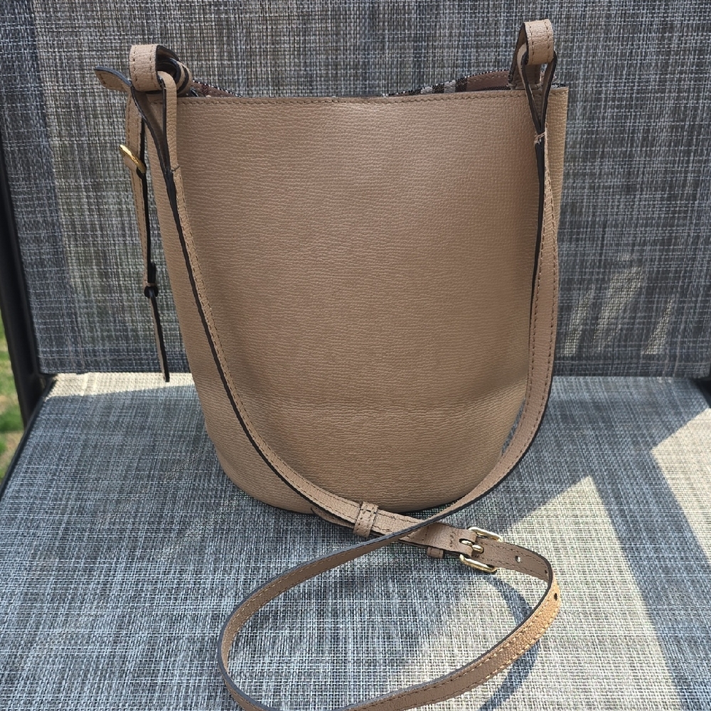 Burberry Haymarket Check Colours Small Lorne Bucket Bag  Leather
